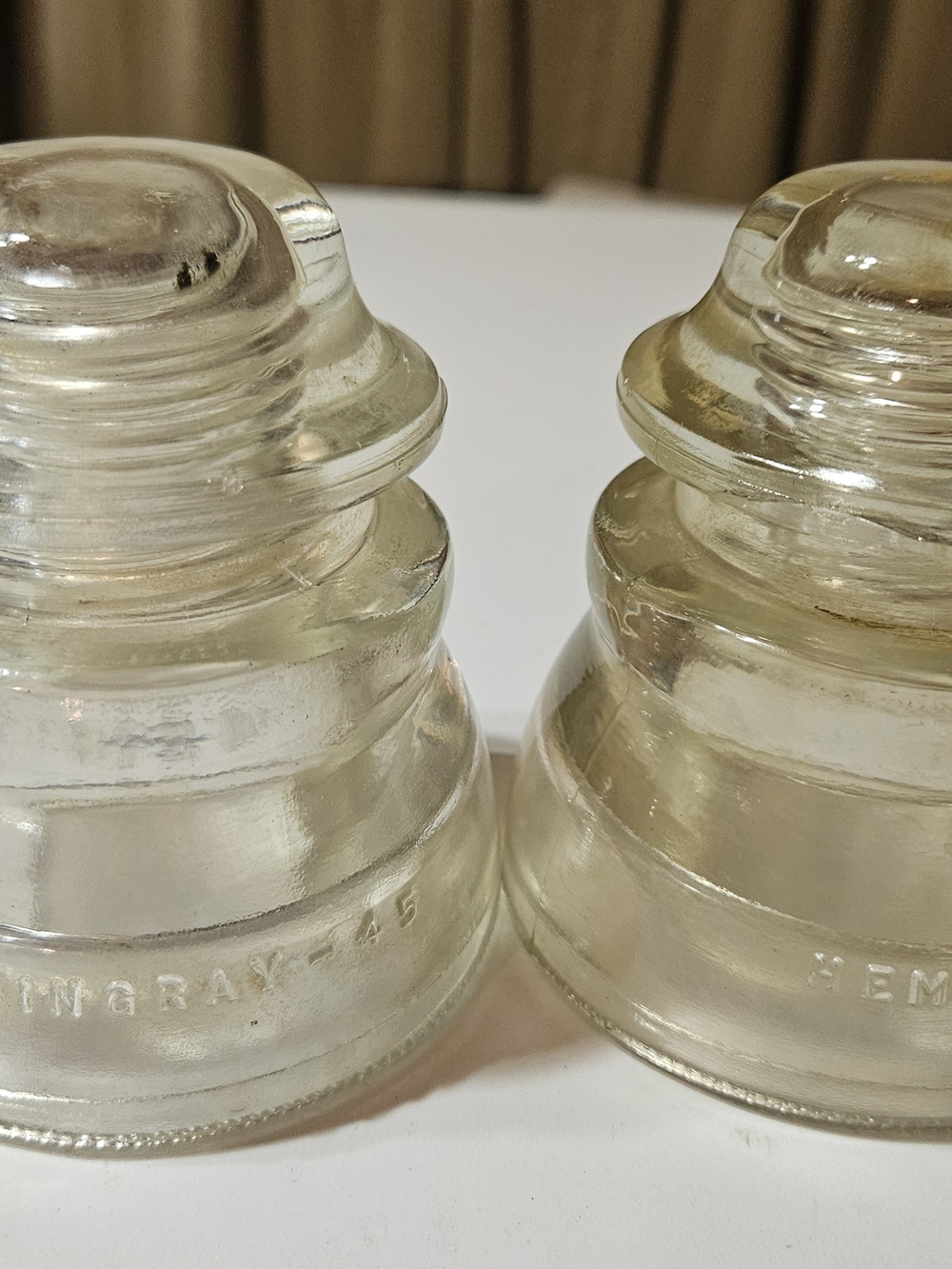 Vintage Hemingray Glass Insulator Pair
